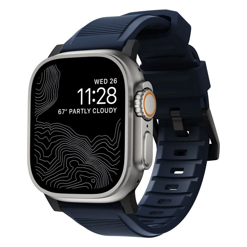 Nomad remienok Rugged Strap pre Apple Watch 44/45/49mm - Atlantic Blue/Black Hardware