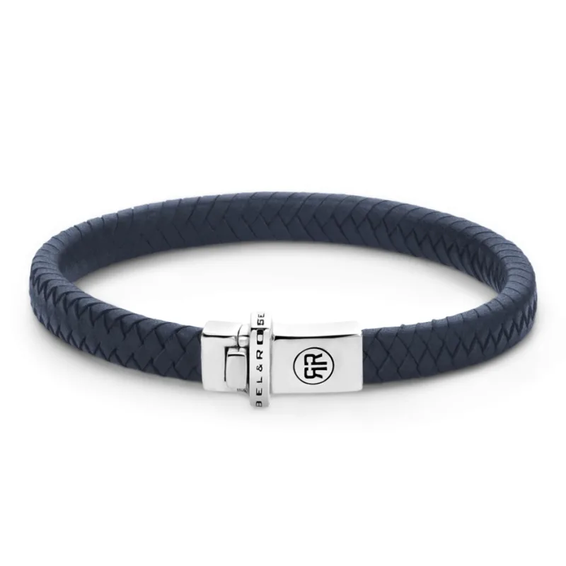 Pánsky kožený náramok Rebel & Rose Small Braided Navy