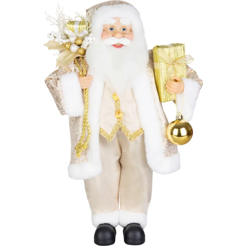 Dekorácia MagicHome Vianoce, santa, s darčekom, textil, 16x26x41 cm
