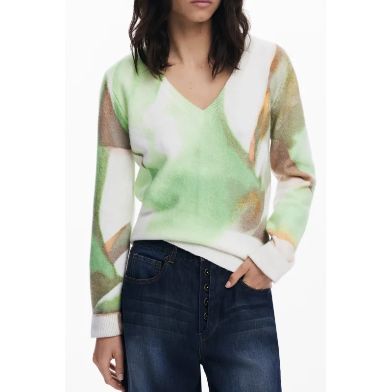 Dámsky Pulóver DESIGUAL - Zelená Farba: Zelená, Veľkosť: XS