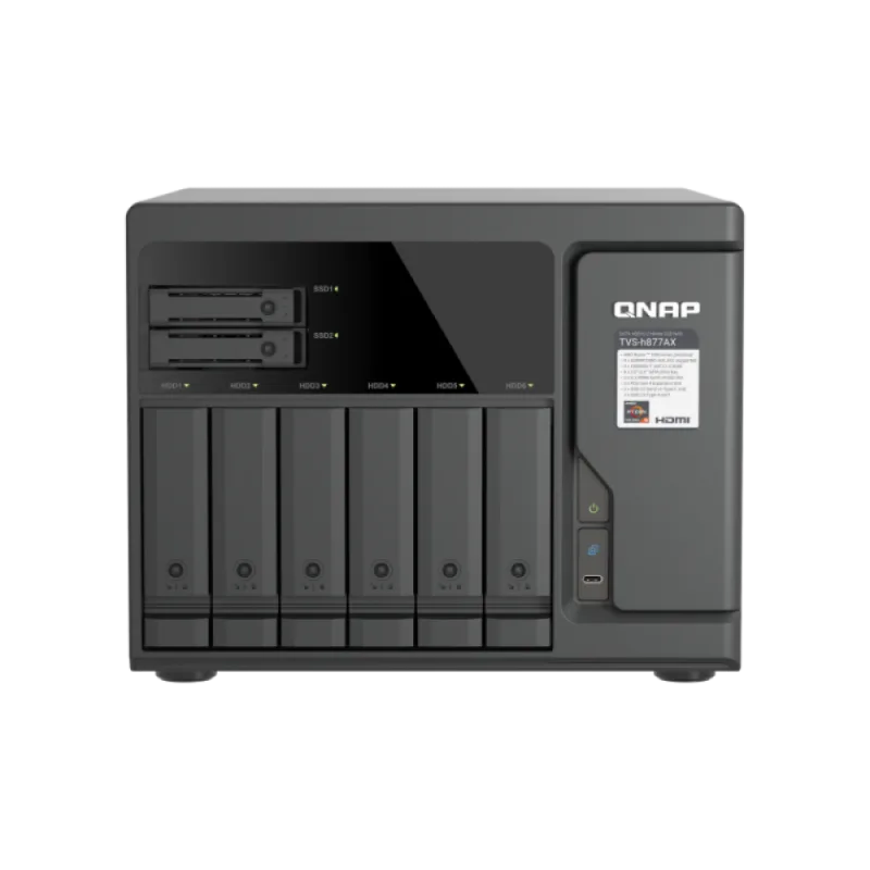 QNAP TVS-h877AX-R5-16G (AMD Ryzen 5, 16GB DDR5 RAM, 6x 3,5"+ 4x 2,5", 3x PCIe, 2x 2,5GbE, 2x 10GbE) TVS-h877AX-R5-16G
