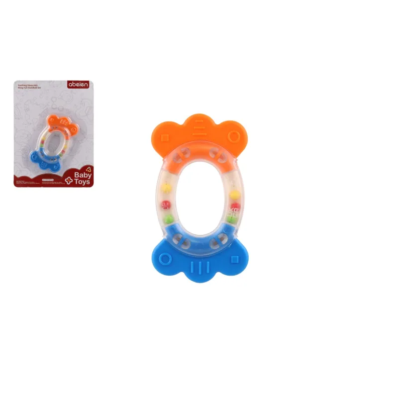 Teddies Hrkalka/Hryzátko ovál plast/silikón 11cm na karte 0m+