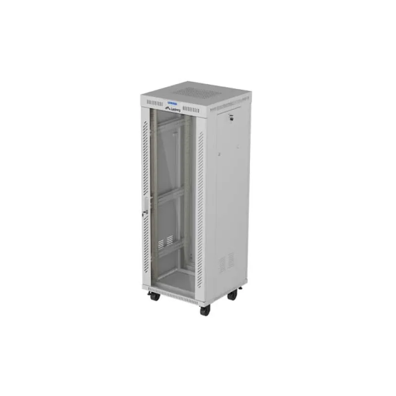 INSTALAČNÍ STOJAN 19" 32U 600X600 ŠEDÉ SKLENĚNÉ DVEŘE LCD LANBERG (FLAT PACK) V2 FF01-6632-12SL