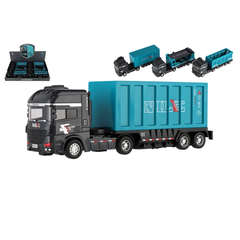 Teddies Auto nákladné s vlekom plast 26cm na zotrvačník 3 druhy