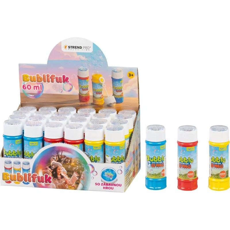 Bublifuk Strend Pro, s hrou, 60 ml, mix farieb, sellbox 24 ks