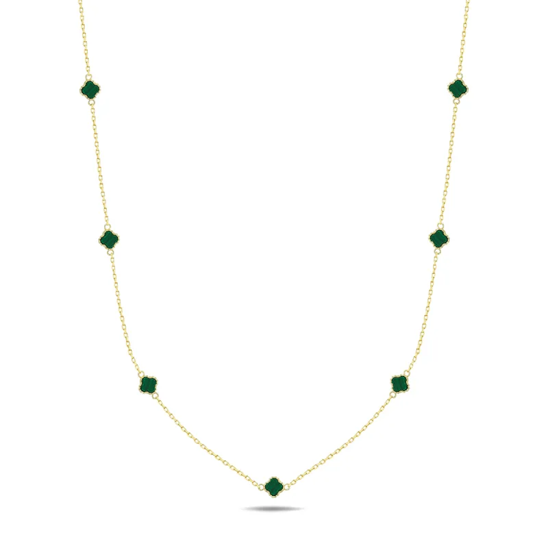 JVD Dámský zlatý náhrdelník se zelenými malachity ryz. 585/1000 ZN0067XJ73-1145