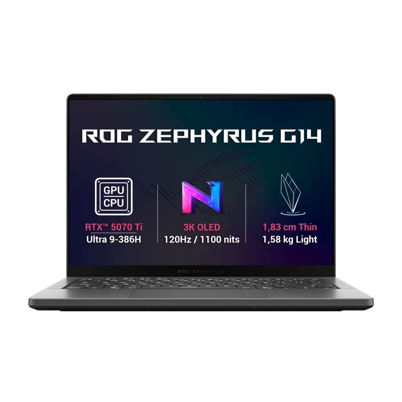 ASUS ROG Zephyrus G14/GU405AR-SY030WZ/U9-386H/14"/2880x1800/64GB/1TB/RTX 5070Ti/W11H/Gray/2R GU405AR-SY030WZ