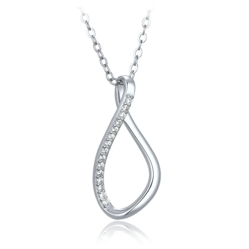 Elegantný strieborný náhrdelník s bielym zirkónom MINET JMAS0360SN45