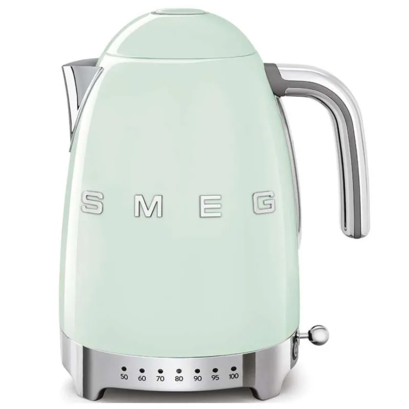 Smeg KLF04PGEU rychlovarná konvice, 1,7 l (7 šálků), 2400 W, styl 50. let, řízení teploty, 7 programů, pastelově zelená (KLF04PGEU)