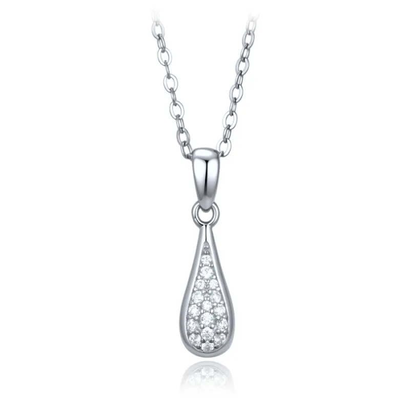 Elegantný strieborný náhrdelník s príveskom a bielymi zirkónmi MINET JMAS0345SN45