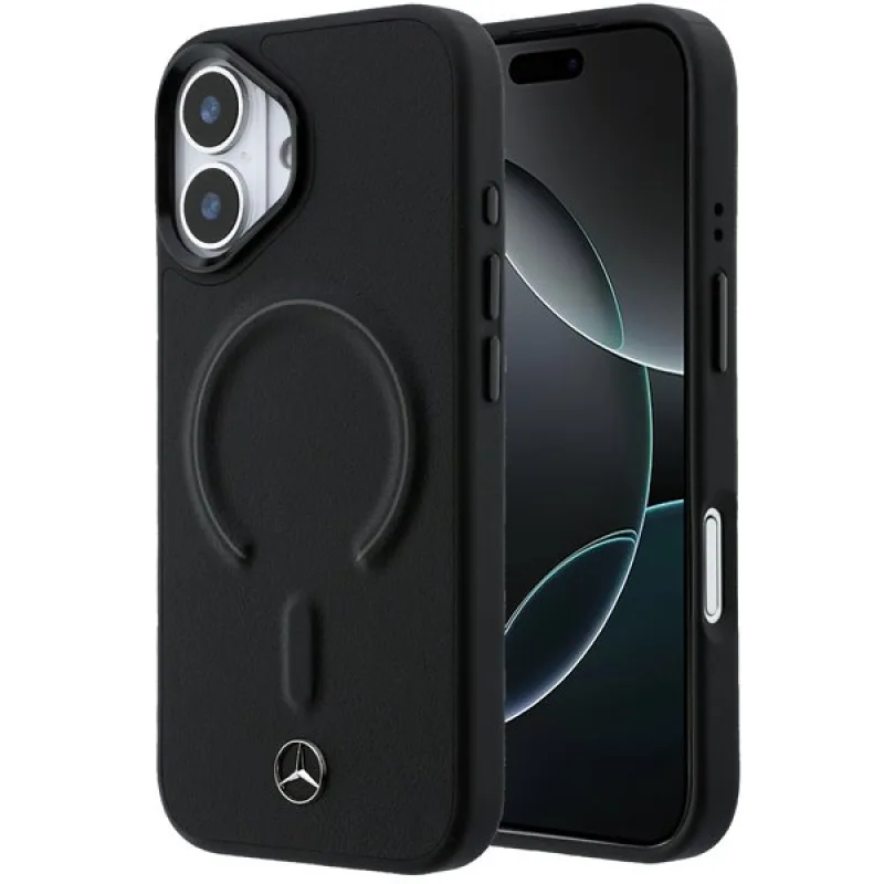 Mercedes PU Leather 3D MagSafe Zadný Kryt pre iPhone 17 čierny 57983130584
