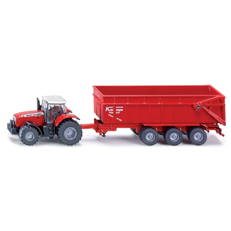 SIKU Farmer - Traktor Massey Ferguson s prívesom, mierka 1:87