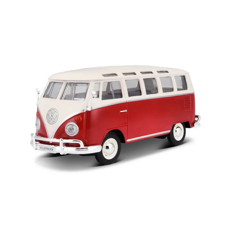 Maisto - Volkswagen Van Samba, Bielo/červená 1:25