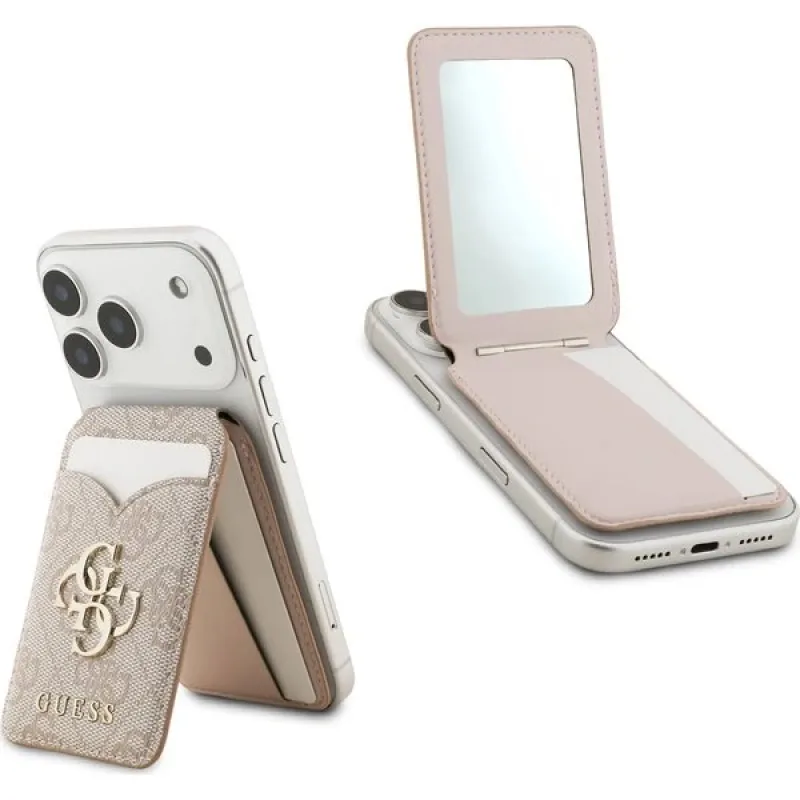 Guess PU 4G Mirror MagSafe Cardslot Peňaženka so Stojanom ružová…