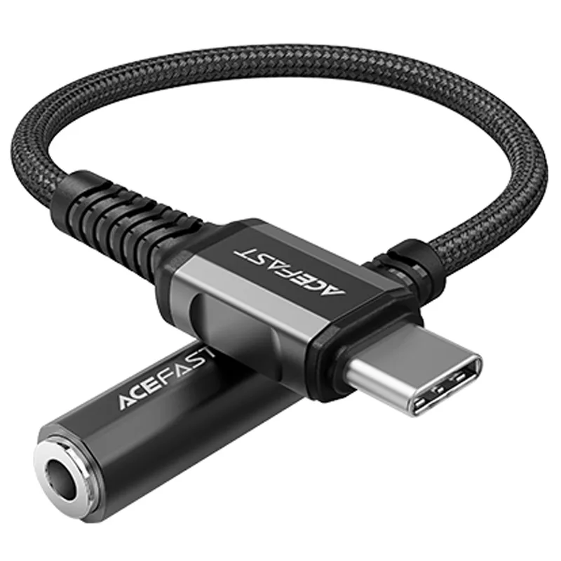 Acefast audio kábel USB typu C - 3,5 mm mini jack (samica) 18 cm, DAC, AUX čierny (C1-07 čierny)