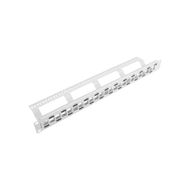 PATCH PANEL 24 PORTŮ 1U STŘÍDAVÝ S ORGANIZÉREM PRO MODULY KEYSTONE ŠEDÝ LANBERG PPKS-1224-S