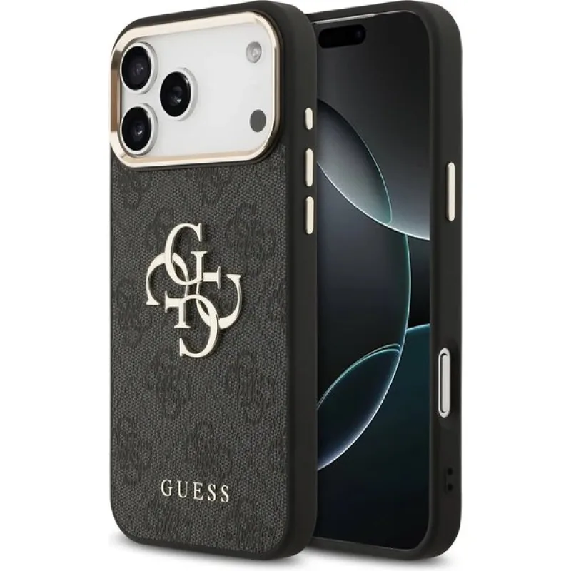 Guess PU Leather 4G Metal Logo Gold Frame kryt iPhone 17 Pro čierny…