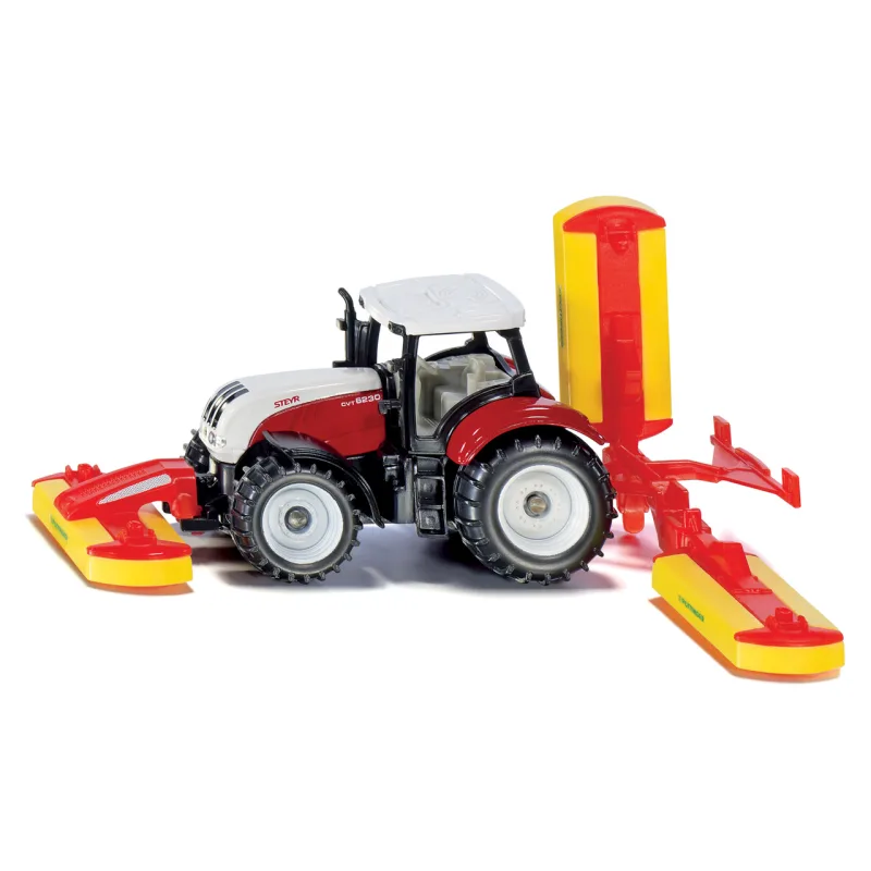 SIKU 1672 Blister - traktor Steyr s kosiacimi nadstavcami