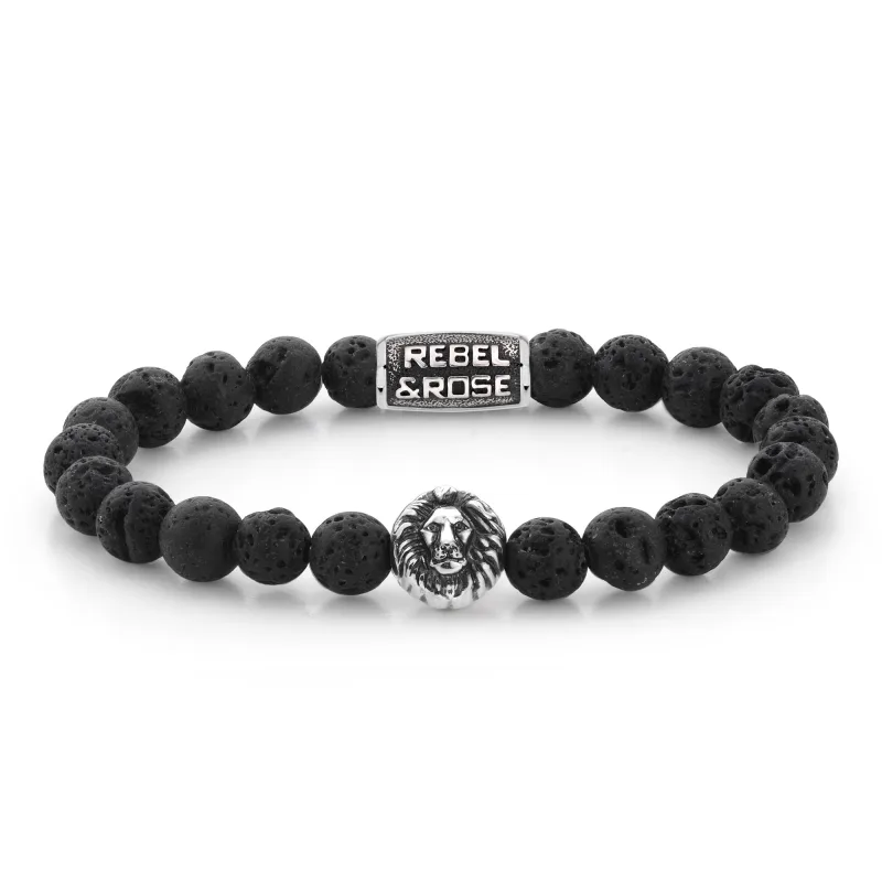 Rebel & Rose unisex náramok Black Moon 8 mm RR-8L021-S-L