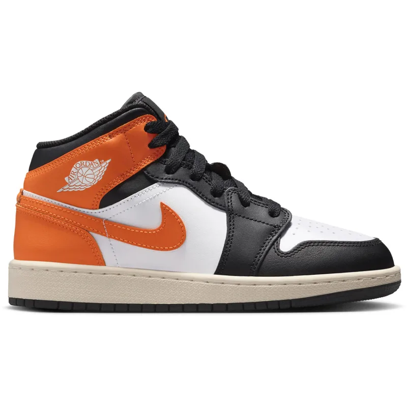Jordan 1 Mid Black Toe Starfish Orange (GS) - 39