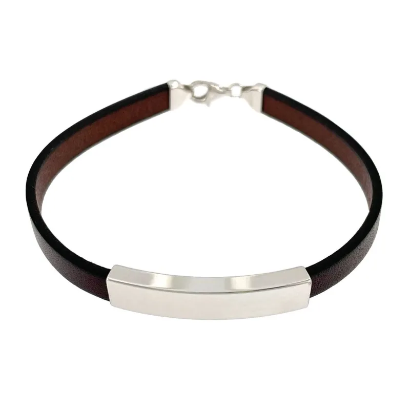Kožený náramek s destičkou hnědý (Kopie) dĺžka náramku 21cm