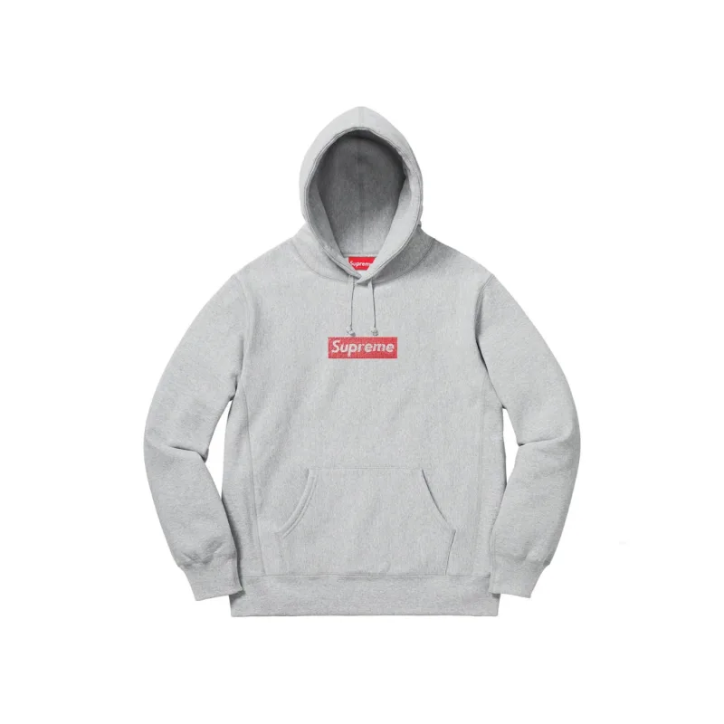 Supreme Swarovski Box Logo Hoodie Heather Grey - L