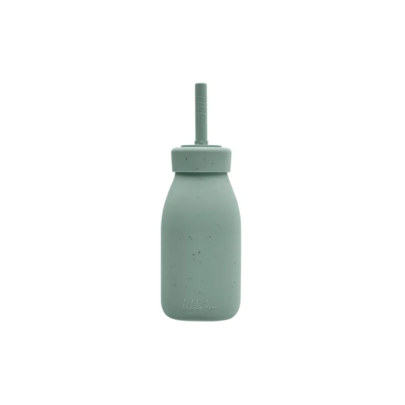 KikkaBoo Fľaša so slamkou Platinum Silicone Sage