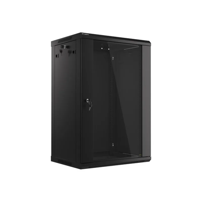 LANBERG 19" RACKOVÁ SKŘÍŇ PRO MONTÁŽ NA STĚNU 18U/600X450 (FLAT PACK) S PROSKLENÝMI DVEŘMI ČERNÁ V2 WF01-6418-10B