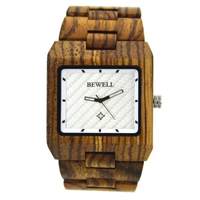 Drevené Hodinky Bewell Casual Zebrové Drevo