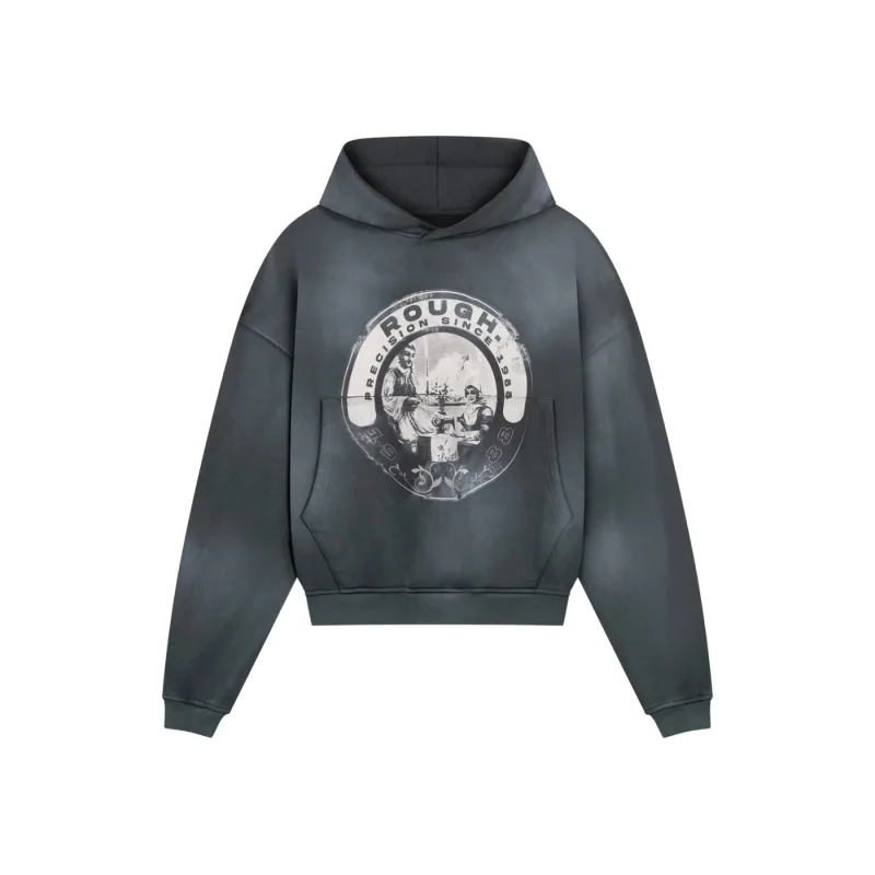 Rough Singer Emblem Hoodie Washed Grey - XXL