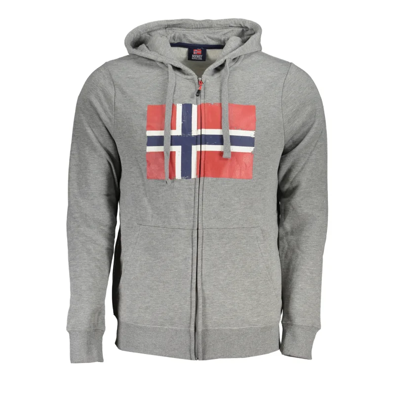 Pánska Mikina so zipsom NORWAY 1963 - Šedá Farba: šedá, Veľkosť: M