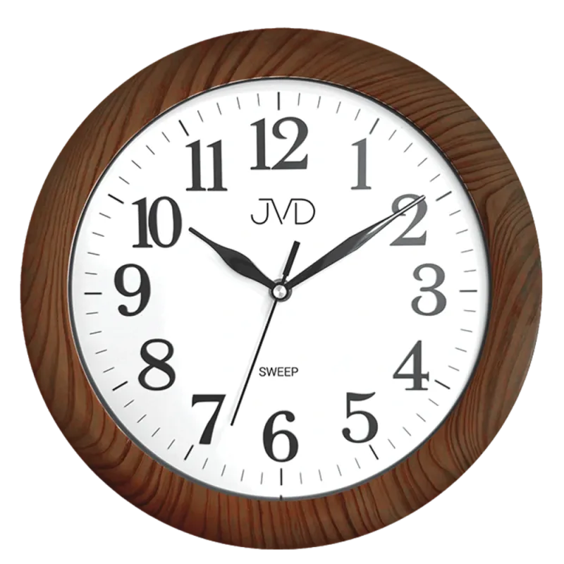 JVD Nástěnné tiché netikající hodiny JVD HX2149.3 v imitaci dřeva