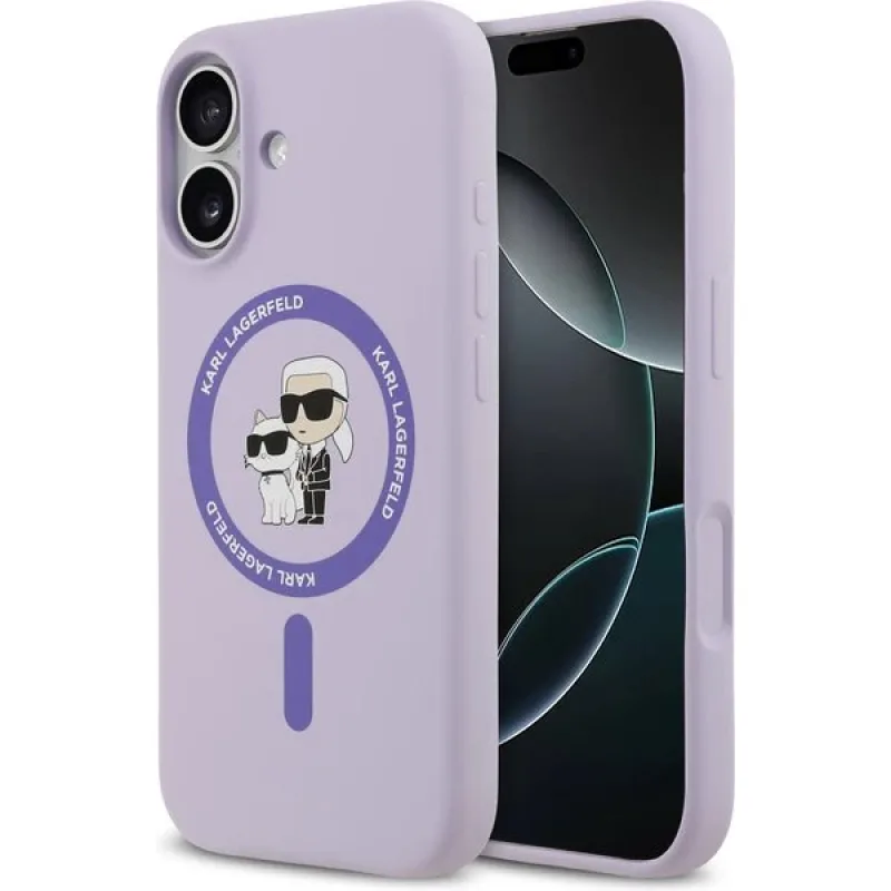 Karl Lagerfeld Liquid Silicone Karl and Choupette MagSafe kryt iPhone 17 ružový