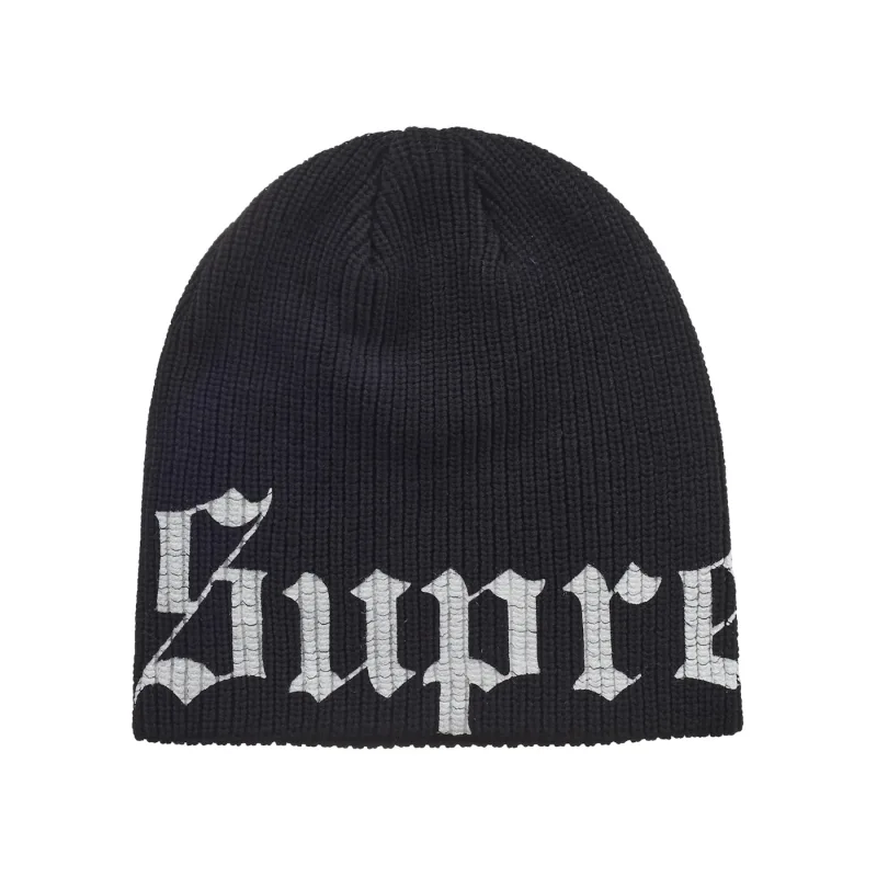 Supreme Old English Printed Beanie (SS26) Black - OS