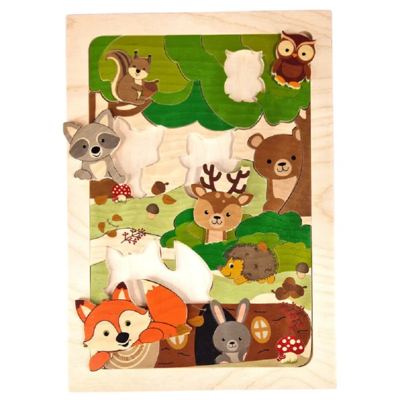 Hess Hess Drevené puzzle líška a zvieratká z lesa