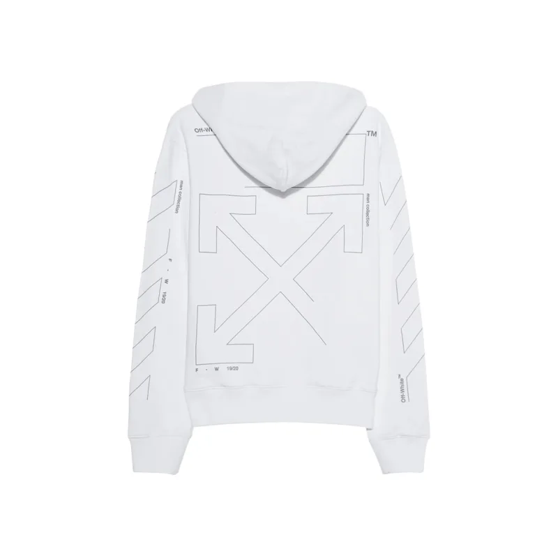 Off-White Diag Unfinished Hoodie White Silver - L