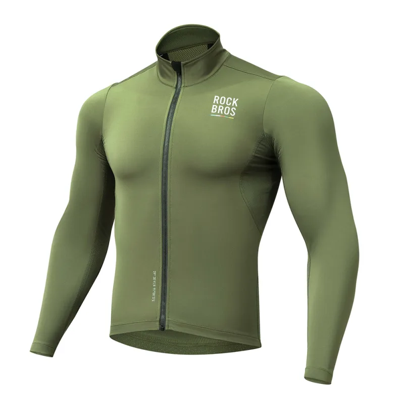 Rockbros TLWT001 ROAD TO SKY vetruodolný zateplený cyklistický dres M - zelený