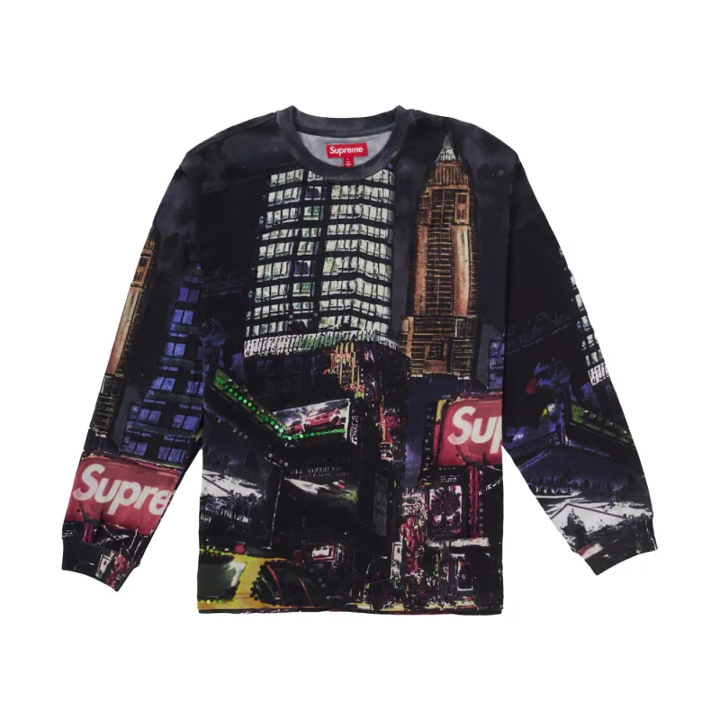 Supreme Skyline Sequin L/S Long Sleeve Top Tee Night Black - M
