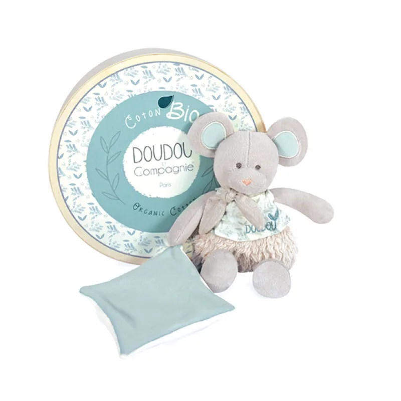 Doudou et Compagnie Paris Doudou Darčeková sada - Plyšová myška s dečkou z BIO bavlny 22 cm