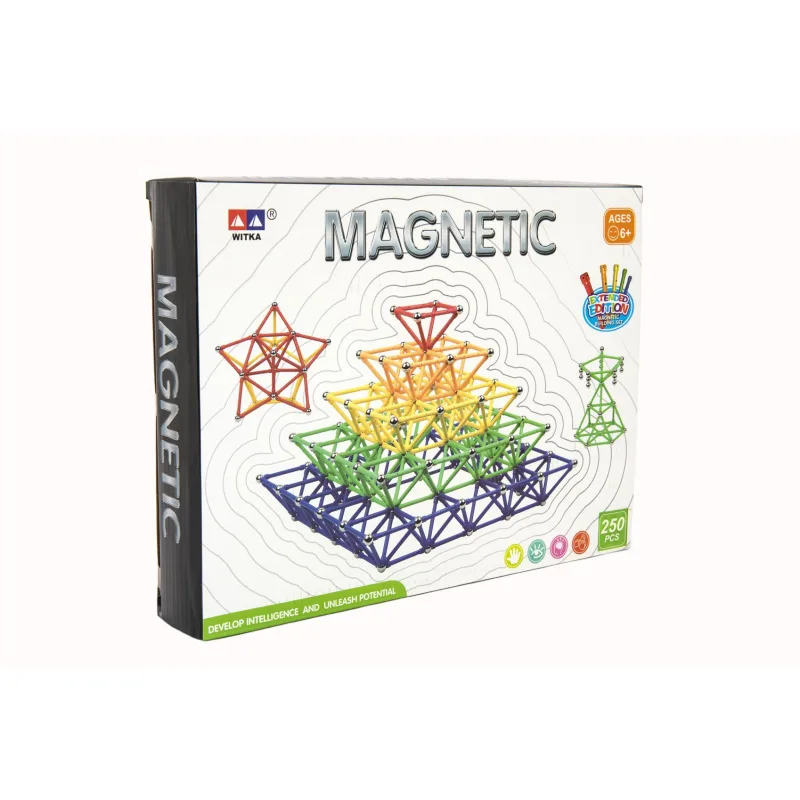 Teddies Magnetická stavebnica 250 ks plast/kov v krabici 31x23x5cm