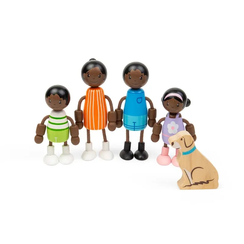 Tidlo Tidlo Drevené bábiky do domčeka Africká rodina