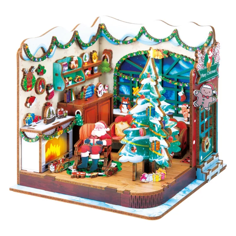 2Kids Toys 2Kids Toys 3D drevená skladačka Miniatúra domčeka Santova dielňa