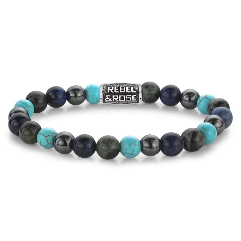 Unisex náramok Rebel & Rose Blue Night Vintage 8 mm RR-80108-V-M