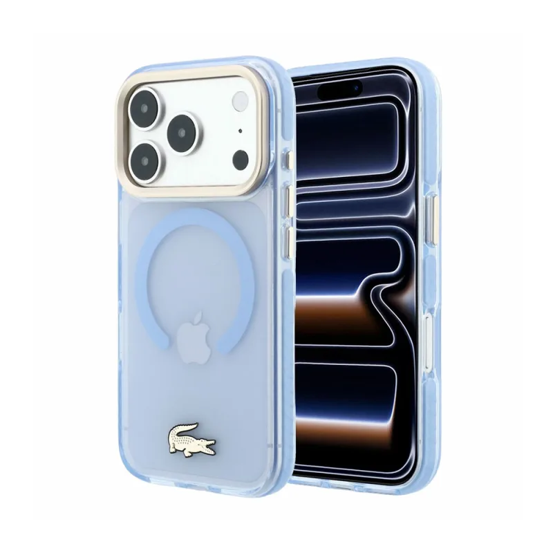 Lacoste PC/TPU Frosted Finish Gold Logo MagSafe kryt iPhone 18 Pro modrý…