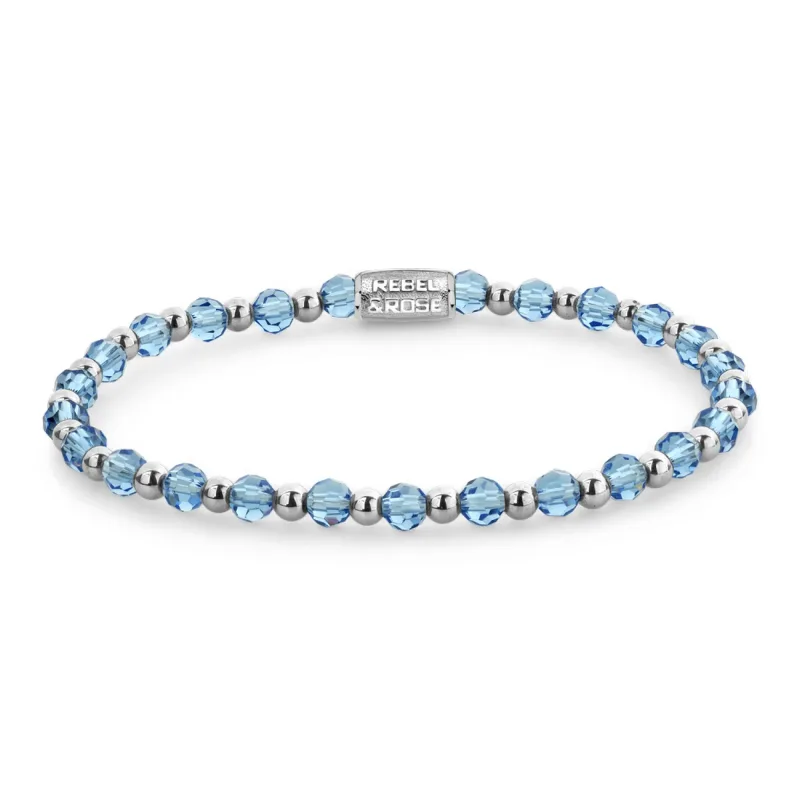 Dámsky náramok Rebel & Rose Mix Winter Blues Glam Rocks strieborný 4 mm RR-40183-S-M