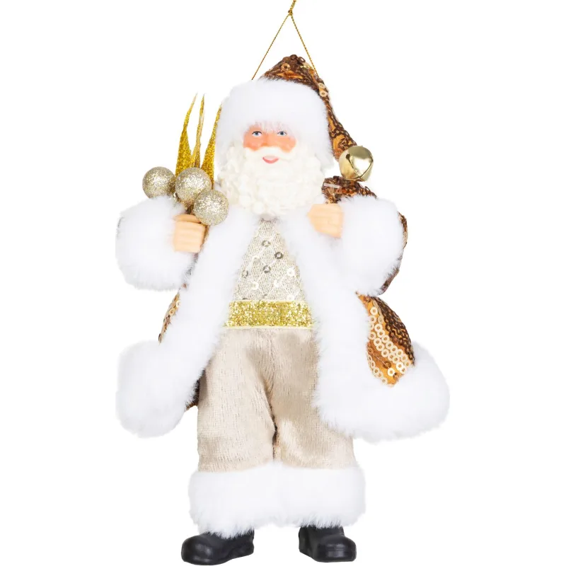 Dekorácia MagicHome Vianoce, santa, textil, zlatý, 6x11x18 cm