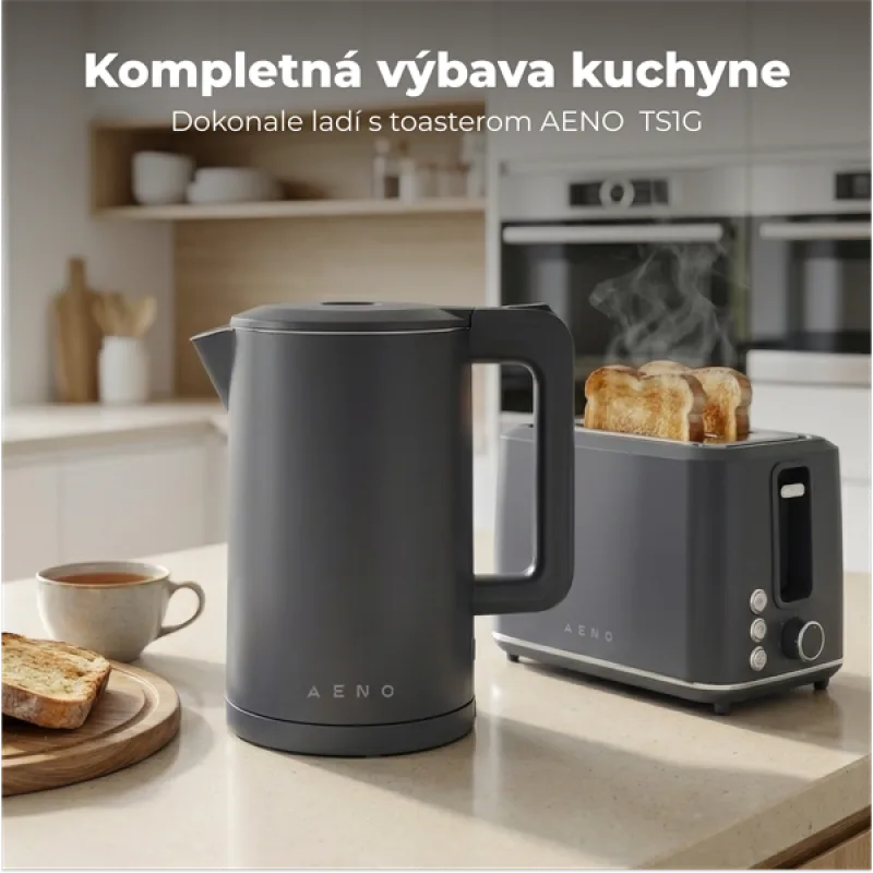 AENO Rychlovarná kanvica EK13G - 1,7l, dvojstenná stena, automatické…