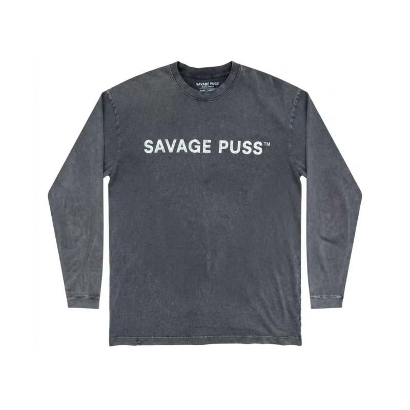 Savage Puss™ vintage heavy longsleeve T-shirt grey - M