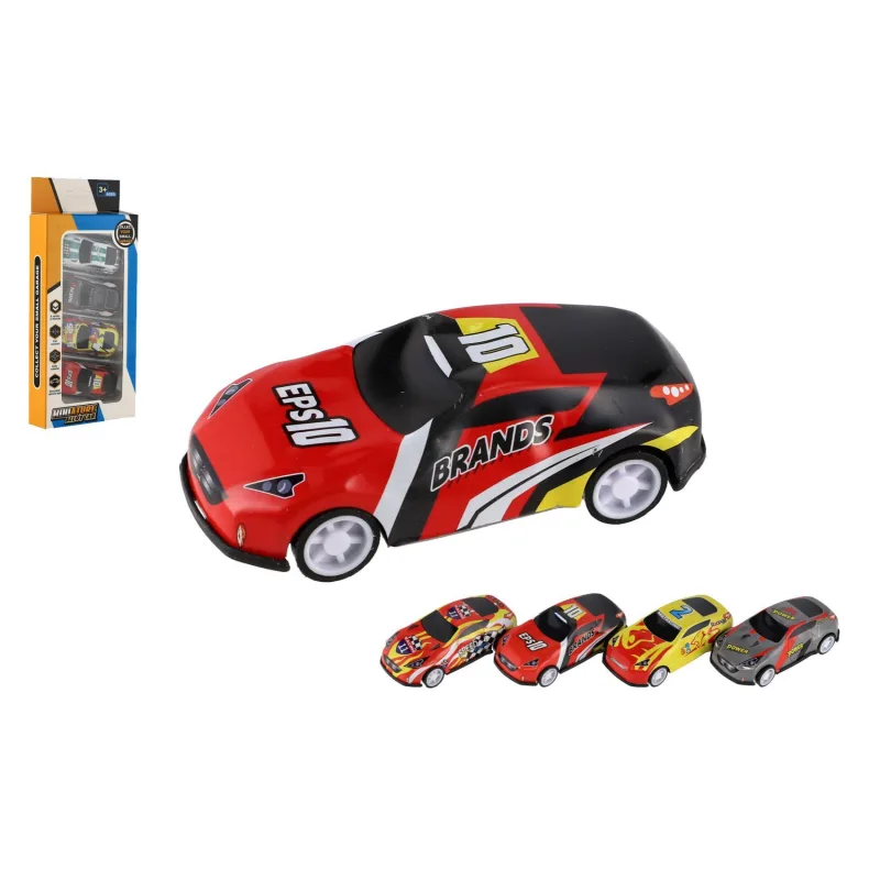 Teddies Auto závodné 4ks mini na voľný chod mix farieb v krabičke