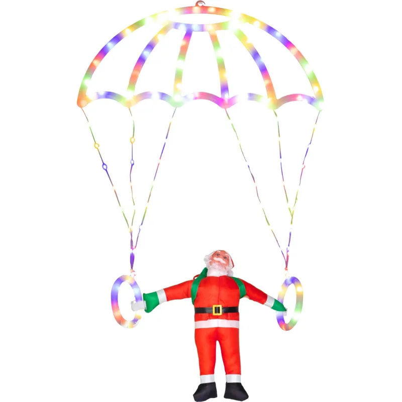 Dekorácia MagicHome Vianoce, Santa s padákom, 116xLED biela, IP44, 50x73 cm